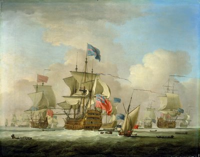 Britische Kriegsschiffe und eine Schaluppe, ca. 1720-30 von Peter Monamy